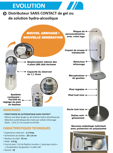 Distributeur sur pied automatique sans contact "DESINFECTOR