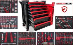 Servante d'atelier 8 tiroirs 6 outillés BARRACUDA XXL rouge 