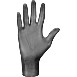Boite de 100 Gants d’examen en vinyle, non poudrés Taille XL, MERCATOR MEDICAL noire opaque.