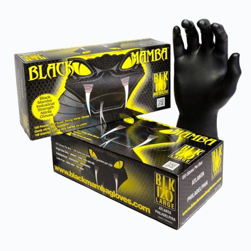 Boite de 100 gants noirs jetables nitrile BLACK MAMBA - Taille L 05006