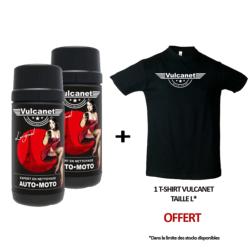 Lot de 2 boîtes de lingettes nettoyantes VULCANET avec chiffon microfibre + 1 T-Shirt Vulcanet Taille L offert